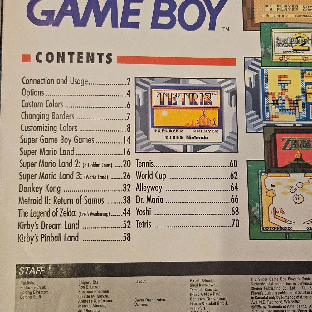 VTG Nintendo Super Game Boy Player's Guide Strategy Book 1994 Kirby Yoshi Zelda